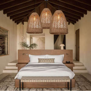 Lampe suspendue moderne vietnamienne en jonc de mer avec abat-jour minimaliste pour la décoration intérieure dans le salon ou l'hôtel de villégiature - Product Image 4