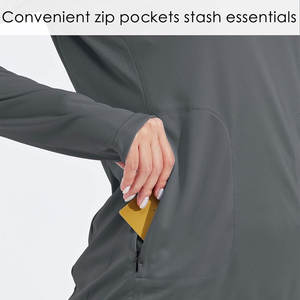 ผู้หญิงที่กําหนดเองสลิมฟิตเสื้อสวมหัวโยคะยิมออกกําลังกายแขนยาวโยคะ Hoody สําหรับผู้หญิงยิมสวมแจ็คเก็ตออกกําลังกาย - Product Image 4