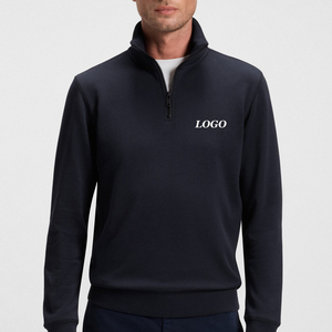 เสื้อสเวตเชิ้ตผู้ชายสำหรับผู้ซื้อขายส่งจำนวนมาก ดีไซน์ทรงหลวม สวมใส่สบาย ดีไซน์คอตั้ง แขนยาว พร้อมโลโก้แบบกำหนดเอง - Product Image 1