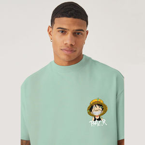 T-shirt en coton à impression numérique graphique pour hommes, t-shirt à manches courtes à la mode Hip Hop, t-shirt décontracté à épaules tombantes. - Product Image 3