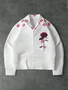 Chemise décontractée à manches longues en popeline de coton mélangé, motif floral, boutonnée, col rabattu, collection Printemps OEM - Product Image 3