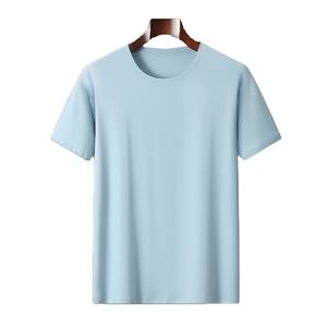 เสื้อยืดผ้าฝ้าย100% สำหรับผู้ชายเสื้อยืดคอกลมลำลองทรงหลวมสีพื้นสำหรับผู้ชาย - Product Image 3