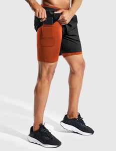 Short de jogging décontracté Poches zippées Short de course athlétique avec doublure 2 en 1 Short de gymnastique et de yoga à séchage rapide pour homme - Product Image 1