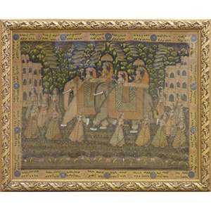 Una obra única de alta calidad de arte tradicional indio pintado sobre seda 45 X 35 Abcp-28 - Product Image 1