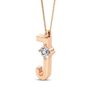 Alphabet <b>Initial</b> J Lab Grown Diamond Pendant 925 Sterling Silver 18KT Gold Plated Women's Necklace Jewelry Gift Fine Jewelry - Product Image 2