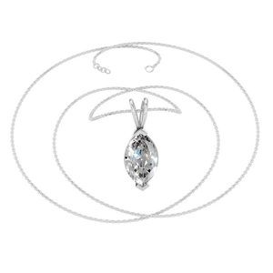 Pendentif en diamant marquise en moissanite plaqué or 14 carats en or massif Collier pour femme Bijoux de fiançailles et de mariage - Product Image 5