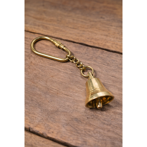 Llavero de Mosquetón con Campana de Latón Vintage, Amuleto Náutico Clásico de Madera y Metal para Llaves - Product Image 1
