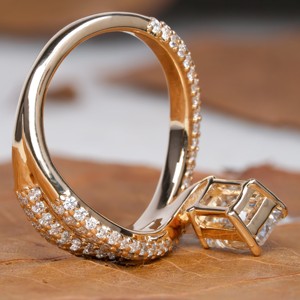 Bague de mariage en or 14K personnalisée pour GIA IGI Certified Lab Grown Radiant Cut Classic Personnalisé Engagement pour les fêtes - Product Image 3