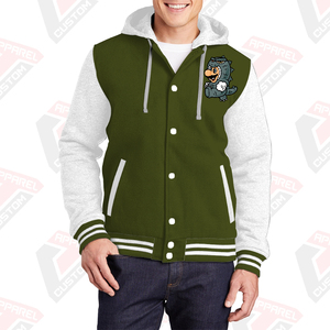 Men's Stylish Warm Customized Varsity Jacket Hood 100% Cotton Fleece Embroidered Digital Printing Stonewashed Plain Dyed Winter - Product Image 2