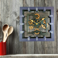 Horloge murale industrielle en métal sculpté style nautique antique avec engrenages mobiles pour bureau, design moderne, décoration intérieure Europe Inde
