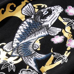 Sudadera con Bordado de Carpa Koi Floral, 100% Algodón, Impresión de Logotipo Personalizado, Corte Holgado, Básico para Invierno, Venta al Por Mayor - Product Image 4