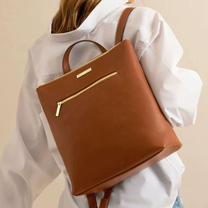 Norvyn Classic Genuine Leather <b>Lightweight</b> Travel <b>Backpack</b> with Zipper Closure - Product Image 1