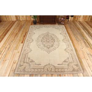 Turkish Vintage Rug, 6,3x9,1 ft Rug, <b>Brown</b> Large Solid Rug - Product Image 1