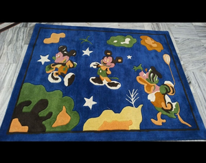 พรมขนสัตว์แท้ 100% สีฟ้า ลายมอลตี้ ทอมือ ขนาด 6x6 ฟุต สไตล์โมเดิร์น ปรับแต่งได้ เหมาะสำหรับห้องนั่งเล่นเด็ก ใช้ในบ้าน ทนทานสูง - Product Image 2