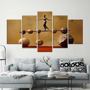 Tableau sur toile imprimé Femme Équilibrée Moderne : Décoration élégante pour la maison, LOT DE 5 TOILES ASSORTIES - Product Image 1