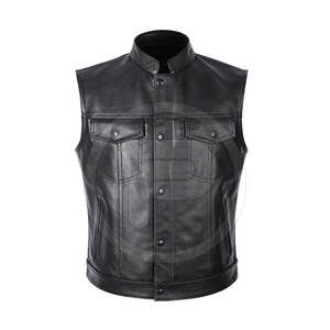 Ropa de invierno Chaleco de cuero sin mangas Chaleco de cuero de los hombres de la mejor calidad Chaleco de cuero genuino para la venta - Product Image 1