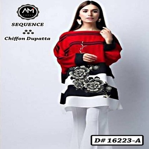 Réplica de diseñadores paquistaníes, trajes de mujer de 3 piezas de lino, estampado Digital, bordado de cuello, múltiples marcas, indio pakistaní - Product Image 4