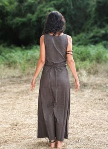 100% robe d'été en coton biologique avec imprimé floral longue robe durable en lin pour la saison d'automne - Product Image 2