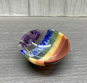 Bol en cristal à 7 chakras Pierre précieuse pour l'équilibrage des chakras et l'énergie vibrante-Bol à rayures multicolores - Product Image 6