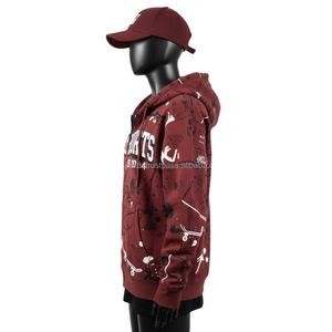 Sudadera con capucha y cremallera para mujer, algodón premium GSM, forro polar de poliéster, estampado gráfico color granate, logotipo personalizado, serigrafía, sudadera básica cálida con cremallera - Product Image 3