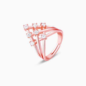 แหวน Criss CROSS vanki ที่ทันสมัยประดับด้วยสแตนเลสสตีลชุบโรสโกลด์แหวนรูปตัวเลขทันสมัย - Product Image 3