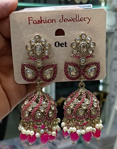 Lujo último diseñador exclusivo moda pesado lágrima corte flor diseño sombra diamante Jhumki pendiente colección para mujer - Product Image 1