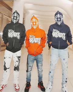 Oem por encargo de los hombres de gran tamaño Pullover Full Zip up Hoodie 3D logo Puff Print Hoodie - Product Image 2