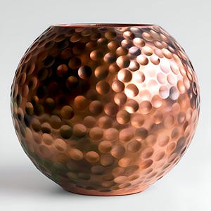 Florero de hierro de metal martillado plateado exquisito hecho a mano decoración moderna para el hogar elegante jarrón de suelo brillante para plantas - Product Image 4