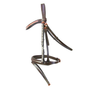 Caballo Anatómico Rosa Oro Detalle Brida Manivela Noseband Flash Negro Marrón CABALLO BRIDLE DELUXE ANATOMIC CUERO ELEVADO - Product Image 3