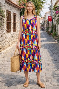 Vestido Casual Elegante y Cómodo para Mujer, Estampado Floral, Largo hasta la Rodilla, Silueta Relajada, Ideal para Vacaciones - Product Image 5