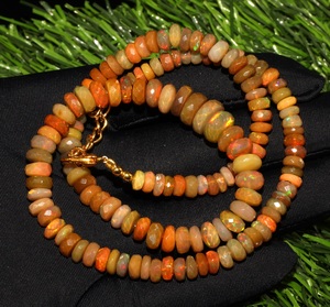 Collier d'opale éthiopienne prêt à expédier 87.90 carats perles de rondelle à facettes naturelles de grande taille - Product Image 6