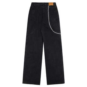 Jeans droits amples pour hommes, respirants, de haute qualité, OEM en gros, motif personnalisé, denim délavé, automne uni - Product Image 2