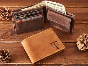 Portefeuille vintage en cuir véritable RFID unisexe, imitation antique, écologique, grande capacité, broderie décontractée, décoration quotidienne - Product Image 4