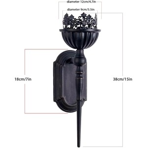Black Royal <b>Wall</b> Candle Holder <b>for</b> Home Decor Artistic Design Hallway <b>Bedroom</b> Living Room <b>Wall</b> Display Handcrafted From India - Product Image 2