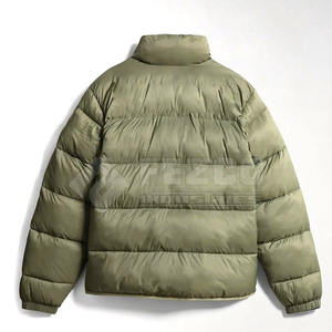 Cómoda chaqueta de invierno de burbujas con cuello levantado para adultos de secado rápido y hecha en Pakistán con logotipo frontal para hombres de talla grande - Product Image 2