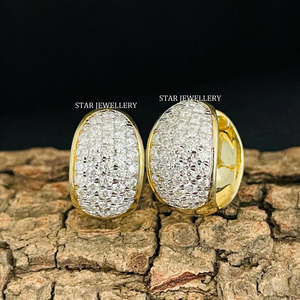 Boucles d'oreilles créoles nuage en diamant naturel en or massif 14 carats. - Product Image 2