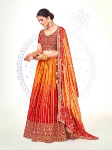 LANCEMENT DU NOUVEAU TISSU DE CRÉATEUR EN MOUSSETTE LOURDE SOIE LEHENGA CHOLI AVEC DUPATTA ET TRAVAIL BRODÉ - Product Image 3