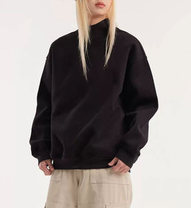 TOP Selling High Quality <b>Women's</b> Daily Wear Fleece Custom logo Solid Color Mock Neck Pullover Oversized Heavyweight Sweatshirt - Product Image 1