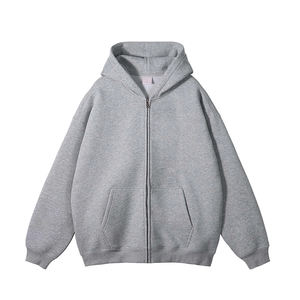 Nouveaux sweats à capuche pour hommes 100% coton avec logo personnalisé et épaules tombantes double sweat à capuche zippé oversize pour hommes - Product Image 3