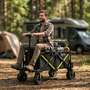 DYU CampX Electric Wagon Four-Wheel <b>Foldable</b> Aluminum Camping <b>Cart</b> with Enclosed Structure Seat Large Capacity Storage - Product Image 2