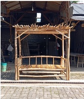 Gazebo de Estilo Indonesio para Exteriores, Fabricado con Ramas de Teca Ecológicas Tratadas a Presión, Pérgola Clásica Hecha a Mano, Muebles para Jardín y Hogar