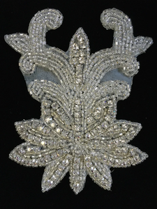 Handmade 3D Flower <b>Applique</b> Sew-on Polymesh <b>Lace</b> Patch White Crystal Beaded Wedding Dresses Evening Gowns Fabric Sparkling - Product Image 2