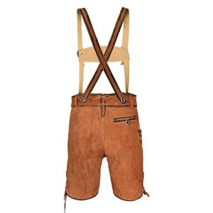 Pantalones Cortos Bávaros de Cuero de Gamuza para Hombre, Bordados, Transpirables, Resistentes al Viento, Ecológicos, de Cintura Media, para Oktoberfest - Product Image 4
