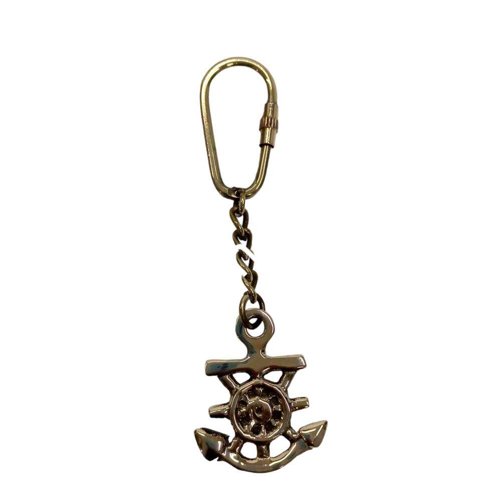 Vintage Ship Wheel Keychain Handmade Brass Nautical Design