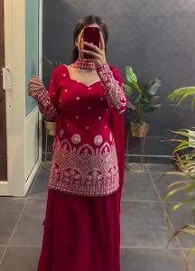 Robe brodée douce séquence de codage solide travail de broderie (approuvé par Liva) longueur genou Kurti lavable vente à l'exportation en vrac - Product Image 3