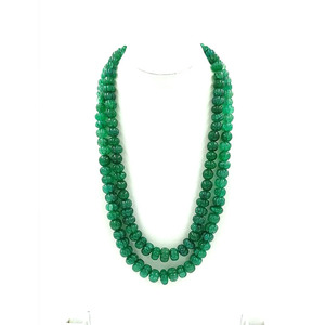 Collier de perles de citrouille émeraude fait à la main 2 couches, pierre précieuse perlée, déclaration Boho, perles de pierre naturelle, collier épais - Product Image 3