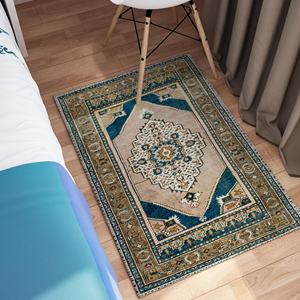 Tapis Médaillon Vert : Style Marocain Turc, Facile à Nettoyer, Tapis Imprimé, Tapis Fin Non Tissé - Product Image 5
