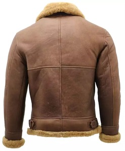 Logo personnalisé Hiver Chaud Épais En Peau De Mouton Agneau Fourrure Longue Veste En Cuir De Shearling pour Hommes Avec La Fourrure Desighen - Product Image 3
