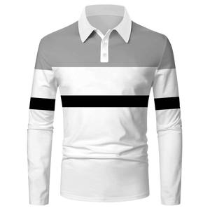 Polo blanco de manga larga para hombre, Camiseta deportiva con estampado elegante, ropa de gimnasio, venta al por mayor, nuevo diseño - Product Image 1