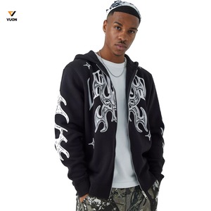 OEM Wholesale Unisex Hoodies Oversize Hoodie Men Puff Printing & Embroidery Custom High Quality <b>Zip</b> <b>up</b> Hoodies - Product Image 4